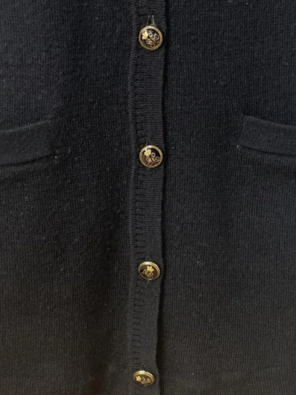Vintage Juicy Couture Crest Crown Sweater Vest Black Gold Button Y2K Preppy Size - Picture 3 of 6